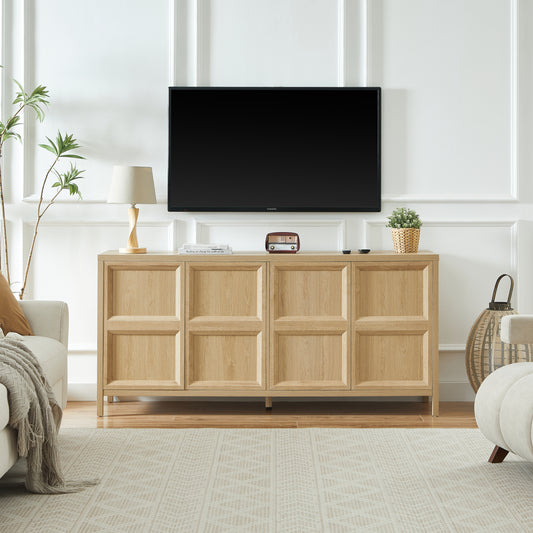 67'' Modern sideboard storage cabinet with tip-on opening, soft-close hinges, and tilt-proof wall mount, bedroom dresser Oak.