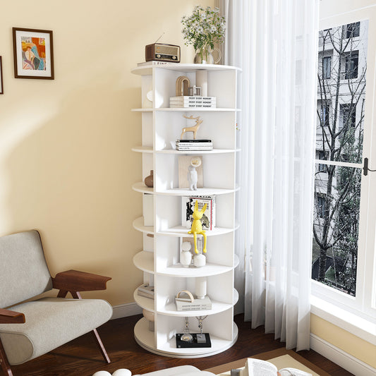 Rotating Shoe Rack Tower, 7-Tier Spinning Storage Rack, Free Standing 360° Revolving Shoe Organizer, Holds 28 Pairs of Shoes (7-Tier, White)
