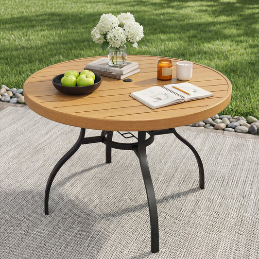 41 Inch 1 Piece Outdoor Indoor Dining Round Table Natural