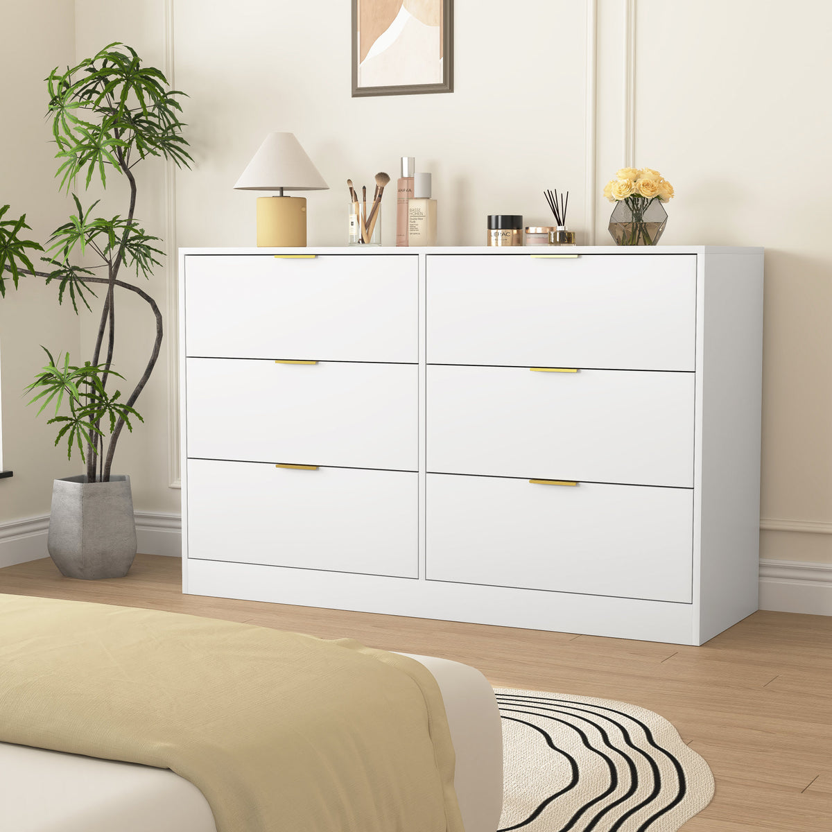 Simply Modern 6-Drawer Dresser, Chest of Drawers for Bedroom, Living Room, Hallway, and Entryway - Large Storage Cabinet White