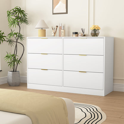 Simply Modern 6-Drawer Dresser, Chest of Drawers for Bedroom, Living Room, Hallway, and Entryway - Large Storage Cabinet White