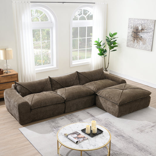 [VIDEO]116'' Fully Compressed Sofa with High Density Foam, Integrated Backrest&Seat Cushion, Decorative Edging – Brown