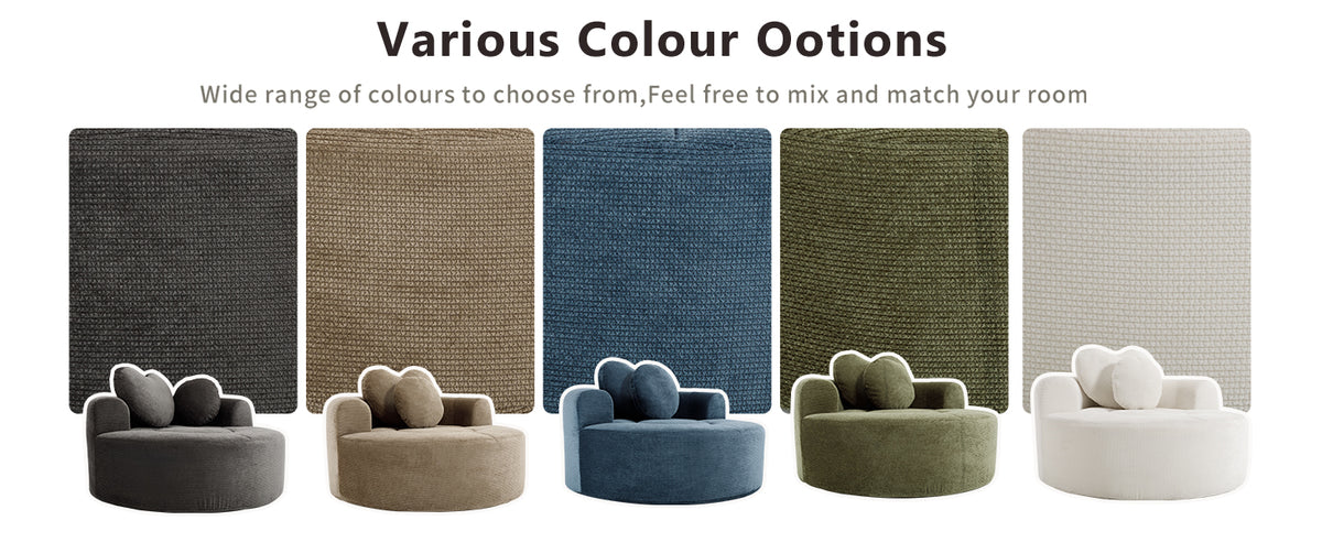 Round Sofa Bed with Memory Foam Sectional Couches for Living Room, Cloud Couch with two pillows, Beige