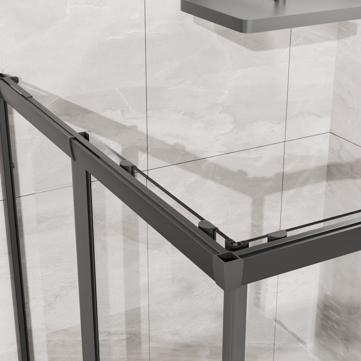 36" x 36" x 72" Corner Sliding Shower Door and Black Shower Base Combo Kit, Clear Tempered Glass, Matte Black Frame Dood & Reinforced Acrylic Base Set