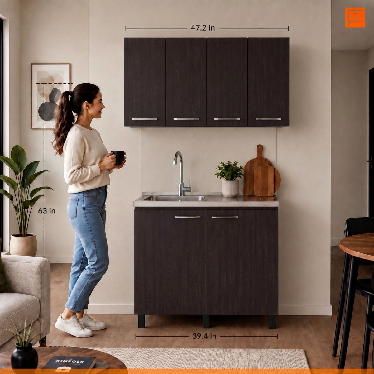 Wenge 2-Piece Kitchen Sink Cabinet Set