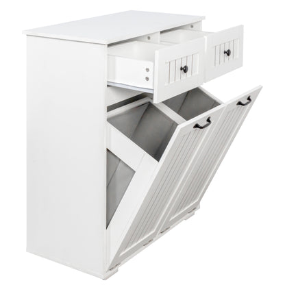 Laundry Cabinet, with 2 Removable laundry basket and 2 Drawers