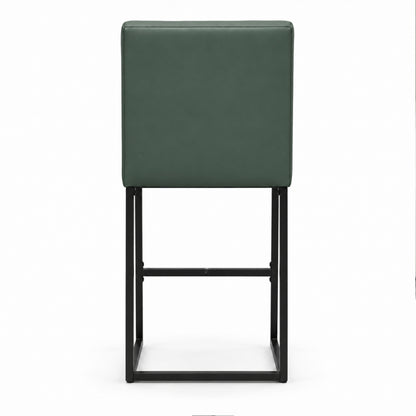 25.6 Inch Counter Height Bar Stools Set of 2 with PU Cushion and Back Modern Bar Chairs for Kitchen Island Counter with Metal Leg for Restaurant Dining Room Office, Green and Black.W2920P462102