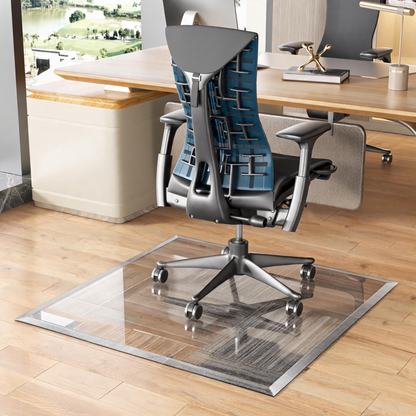 Tempered Glass 36 x 36 inch Beveled Edge Glass Chair Mat with Polished Edge Clear Office Chair Mat, Glides Smoothly, Suitable for Carpet or Hardwood Floors