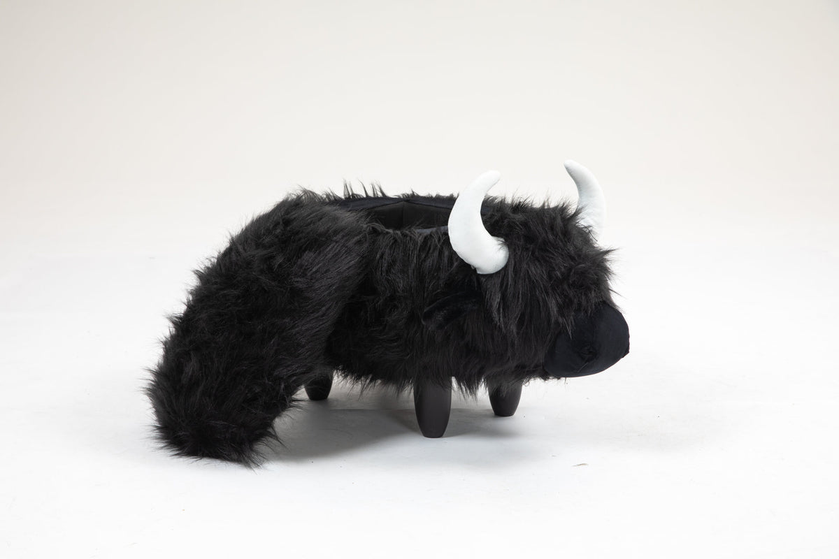 Harry the Buffalo Cow Storage Ottoman- Black