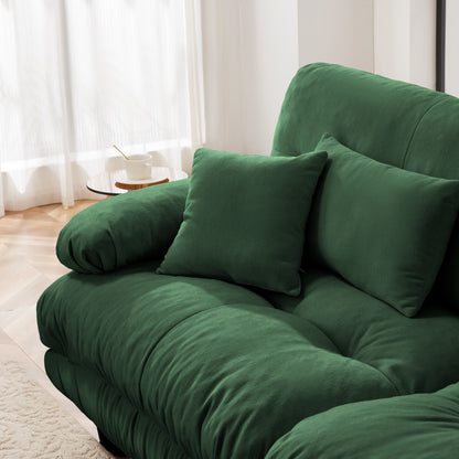 Cloud Couch 2 Seater Sofa, Chenille 2 - Seat sofa with 2 Lumbar pillows and 2 throw pillows, Chenille Green