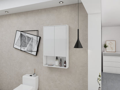 24" Bathroom Wall Cabinet, Soft Close Doors, Float Mounting Design,Glossy White,(KD-Packing)