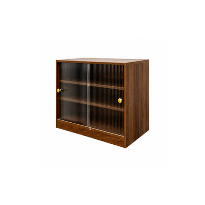 Kitchen Countertop Storage Cabinet, Glass Door Cupboard, Counter Food Organizer for Spice, Coffee Supplies