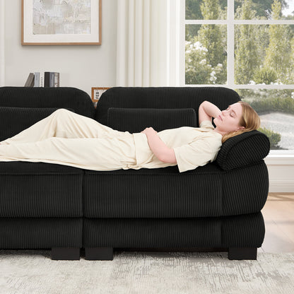 Ottoman Corduroy -Black