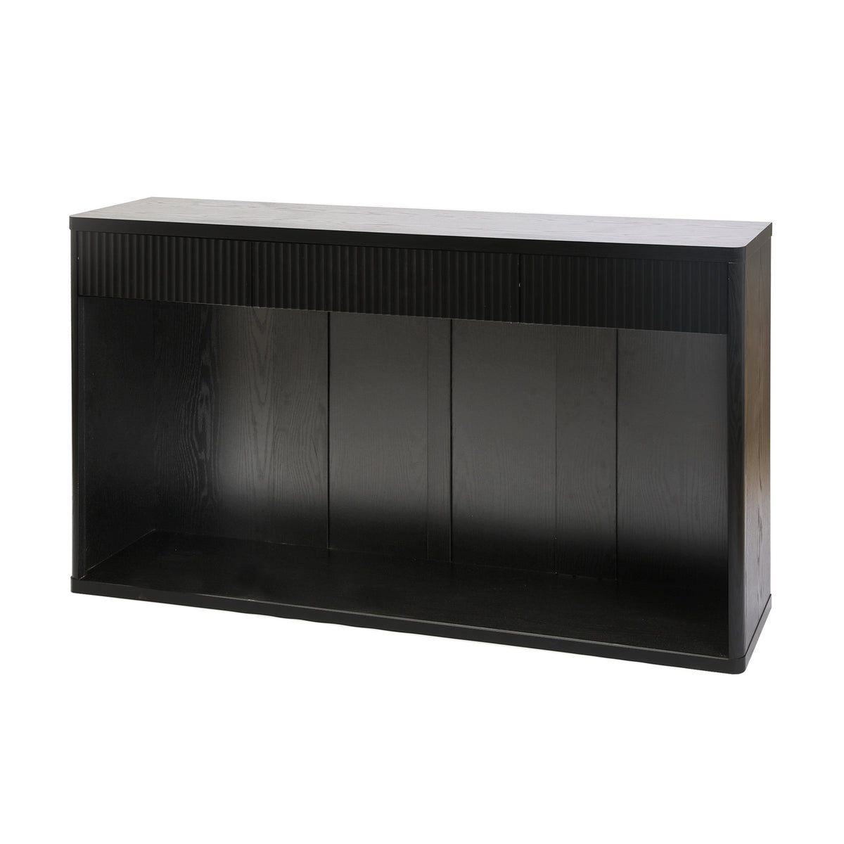 63" Fluted Console Table with 3 Drawers, Long Sofa Table Behind Couch for Living Room, Hallway, Foyer,Black
