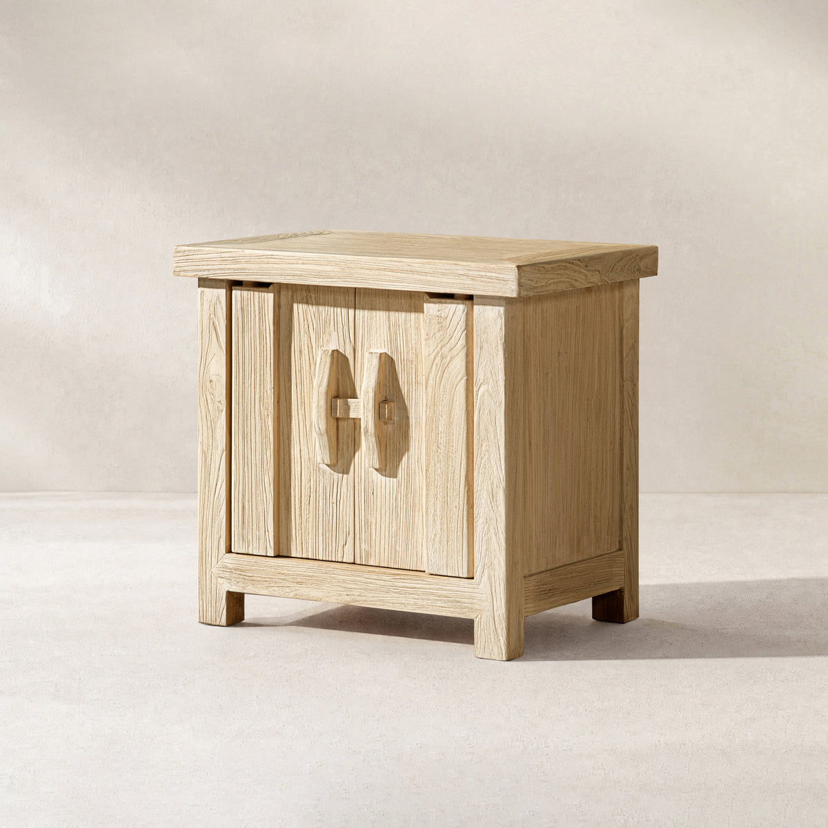 Rowan 26" Reclaimed Elm Wood 2-Door Cabinet, Light Natural Brown