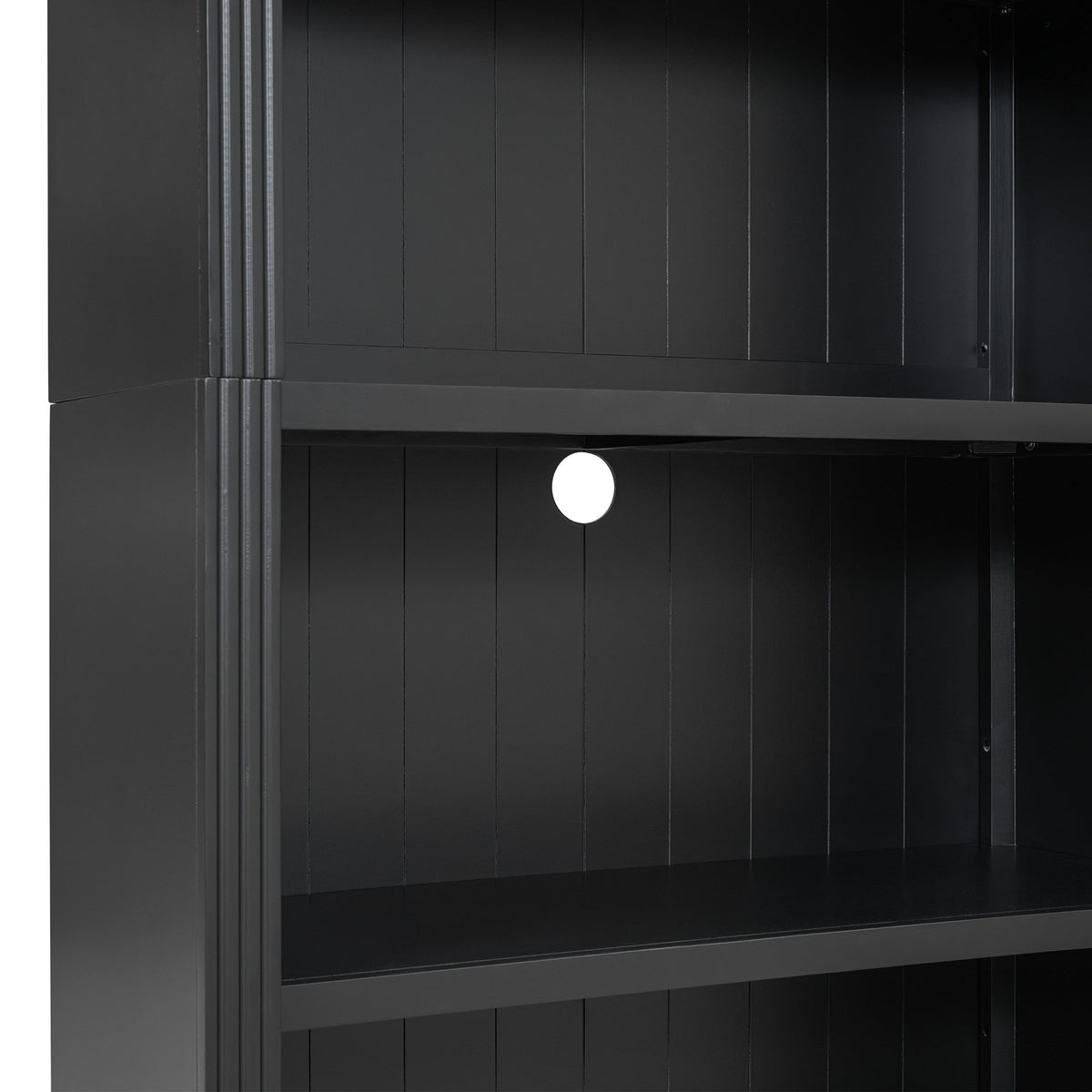 83.4' Tall Wood Bookcase with light strip,5-Tier Decor Bookshelves with Adjustable Shelves,Storage Organizer for CDs/Books/Movies,Free Standing Storage Shelves for Living Room,Home Office,Black