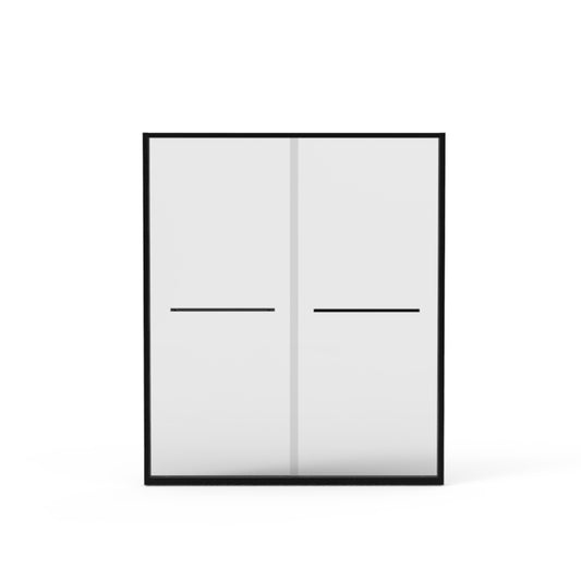 Matte Black Aluminum Frame Double Sliding Shower Door with Clear Tempered Glass and Black Hardware, 56-60' x 70'