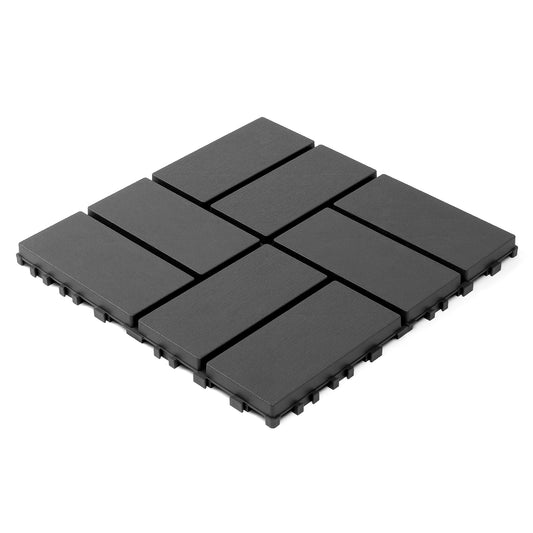 Plastic interlocking decking tiles, 44 packs of terrace decking tiles, 12 inches x 12 inches waterproof for all-weather use, backyard pool decking tiles, dark gray