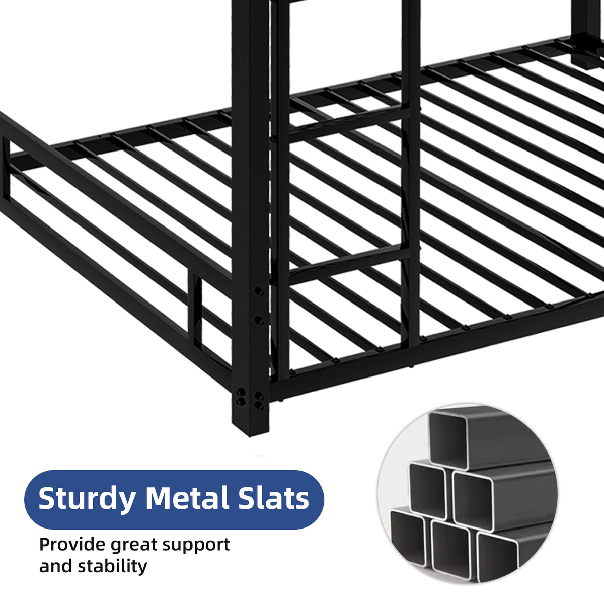 Metal Twin over Twin Bunk Bed/ Heavy-duty Sturdy Metal/ Noise Reduced/ Safety Guardrail,Black