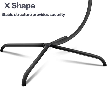 350lbs Heavy-Duty Hammock Chair C-Stand, Rustproof Powder Coated Steel Swing Stand,Stable X-Base Support Frame,Easy Assembly Portable Universal Indoor Outdoor Stand ,Patio, Balcony, Garden(Stand Only)