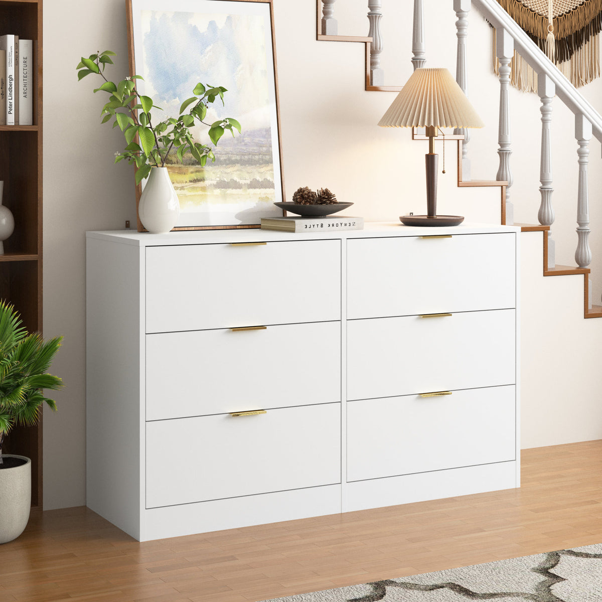Simply Modern 6-Drawer Dresser, Chest of Drawers for Bedroom, Living Room, Hallway, and Entryway - Large Storage Cabinet White