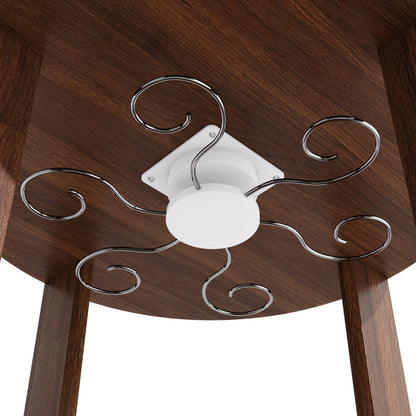 73" Tall Round Wine Rack, Freestanding Wine Bar Cabinet With 360° Rotating Design Wine Glass Rack, 360° Smooth Rotation & Stable Base, 3-Tier Storage Shelf, MDF & Metal, Walnut