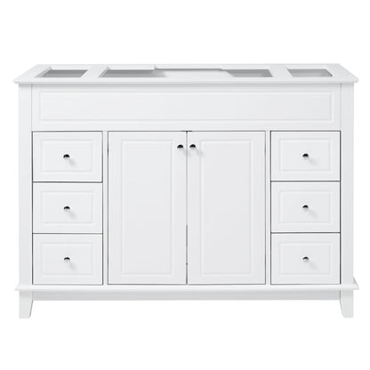46" Bathroom Vanity without Sink, Cabinet Only, Soft-Close 6 Drawers & Double Doors with 2-Tier Shelves, Solid Pine Legs, White (Same SKU: N759P351752K)