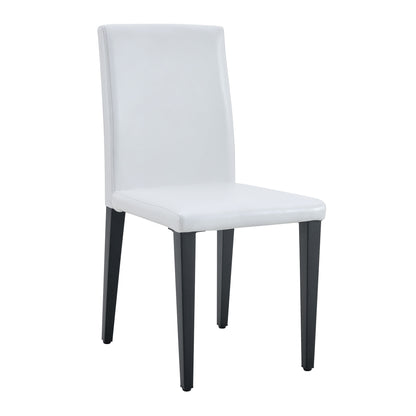 Pull table dining chair set, white medium density fiberboard tabletop with black metal table legs, extendable pull table+6 modern Mid-Century Modern Dining Chairs