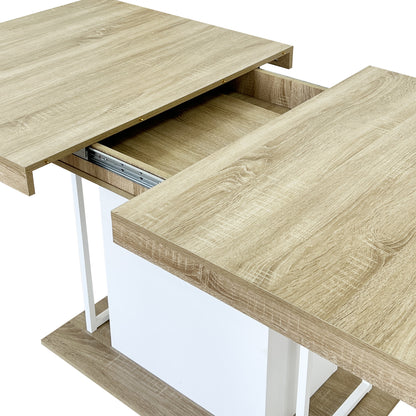 Rectangle extendable dining table for 6-10 people aged effect wood 160-200 cm