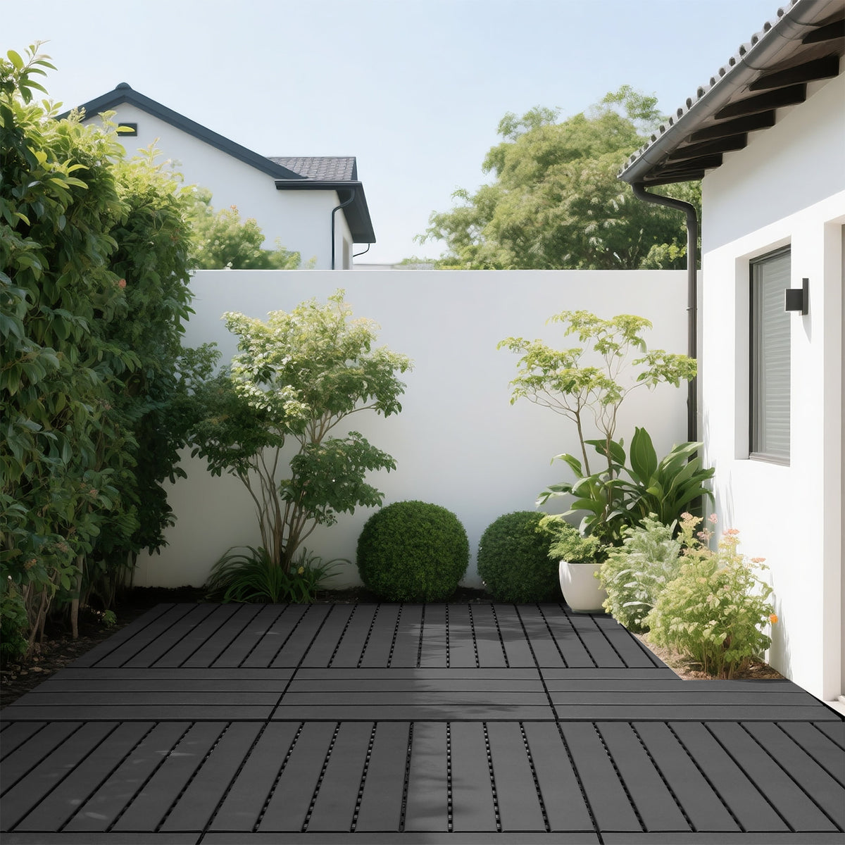 DIY Module Interlocking Decking Tiles Floor Tile for Porch Poolside Outdoor and Indoor Balcony Backyard, Dark Gray