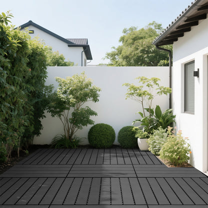 DIY Module Interlocking Decking Tiles Floor Tile for Porch Poolside Outdoor and Indoor Balcony Backyard, Dark Gray