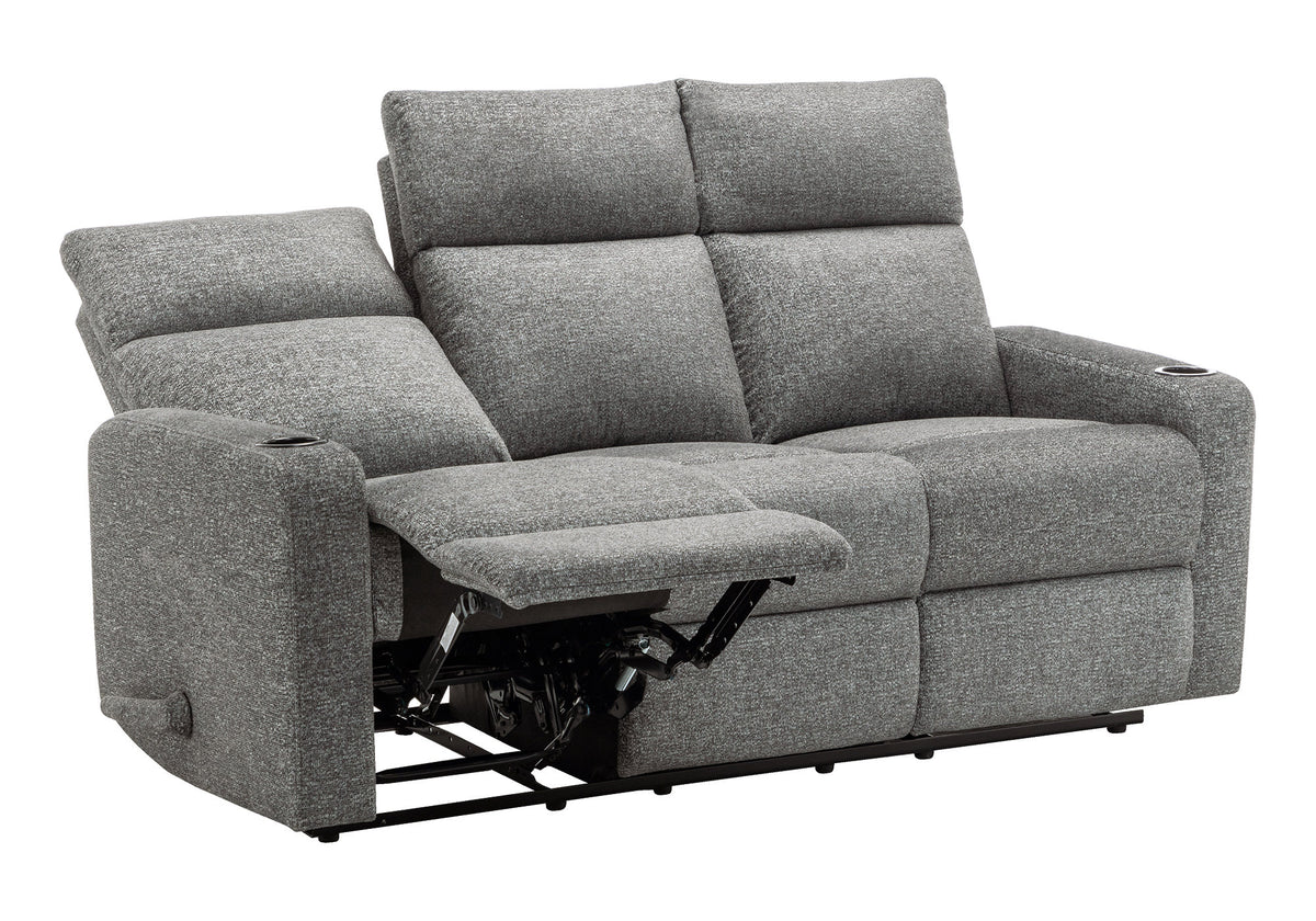 Reclining Sofa, 70" Wide, 3 Seater, Manual Recliner, Dark Grey Fabric, Contemporary