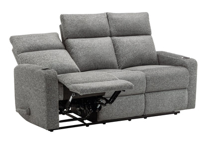 Reclining Sofa, 70" Wide, 3 Seater, Manual Recliner, Dark Grey Fabric, Contemporary