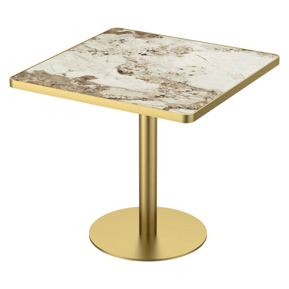 31.5' Square Modern Tulip Dining Table, Sintered Stone Tabletop with Luxury Faux Marble Print, Stainless Steel Bracket Base, Scratch & Wear Resistant, Waterproof Surface, Ideal for Indoor & Outdoor Us