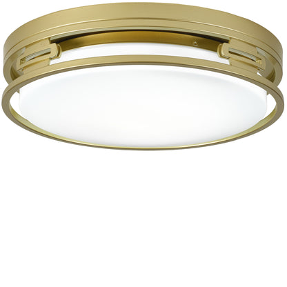 14.57" LED Flush Mount Ceiling Light, 22W 5CCT Selectable, Gold Metal Frame, Acrylic Shade, RA>80
