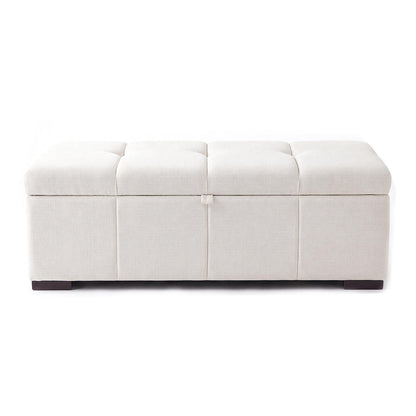 Modern Bed End Bench, Upholstered Storage Sofa Stool, Rectangular Storage Ottoman, Storage Ottoman Suitable for Bedroom, Living Room and Office.Beige