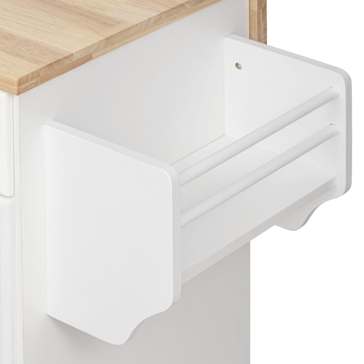 K&K 59.3" Kitchen Island with Storage 2 Pull Out Cabinet Organizers & Rubber Wood Drop Leaf, Rolling Kitchen Island with Trash Can Storage