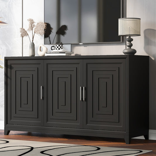 VIBE HAUS TV Stand for TVs up to 65 Inches, Modern Entertainment Center Media Console Cabinet with 2 Spacious Storage Space, Solid Wood Legs for Living room(Same SKU:N724P206551B)