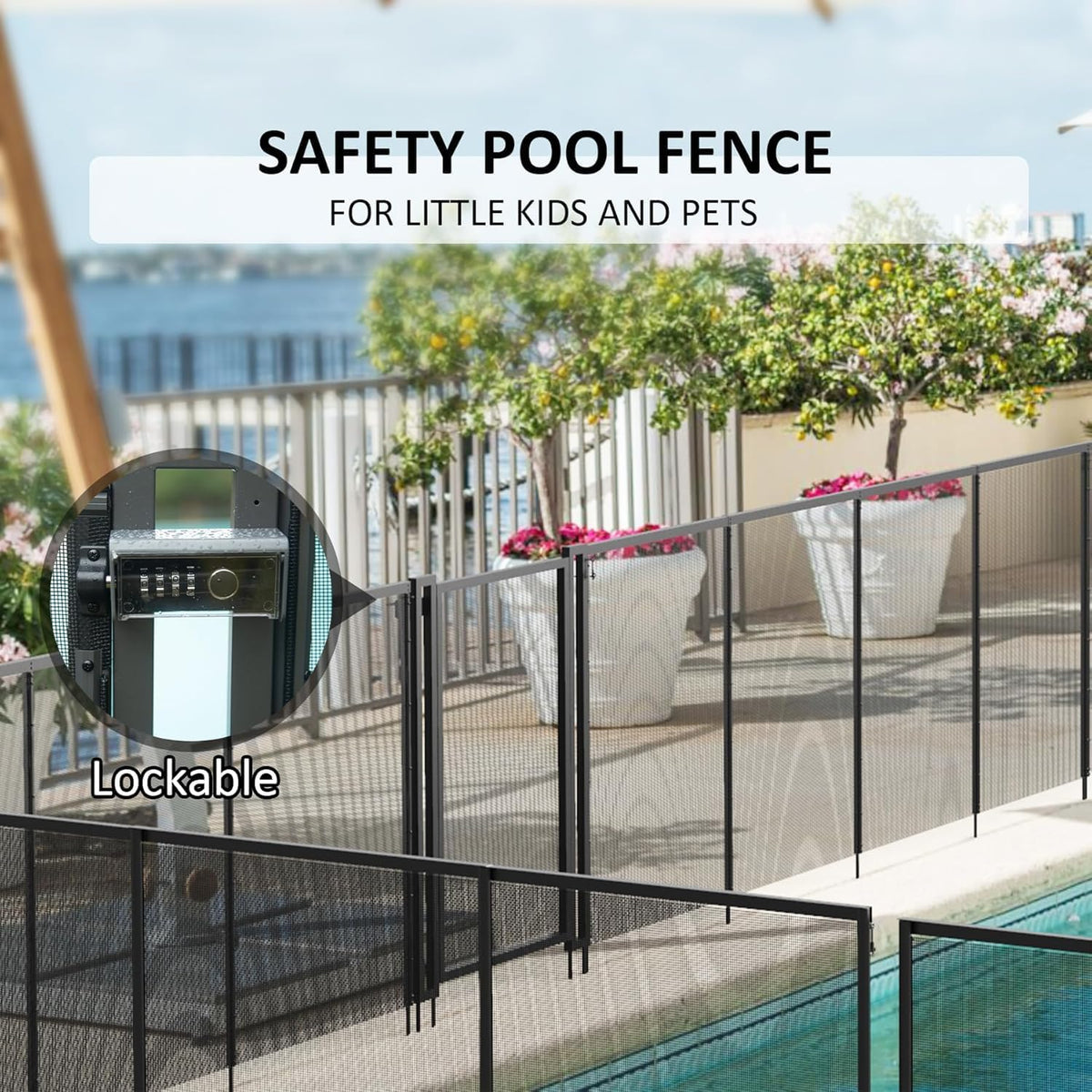 Safety Fence for In Ground Pool,Size:4' x 48',Black