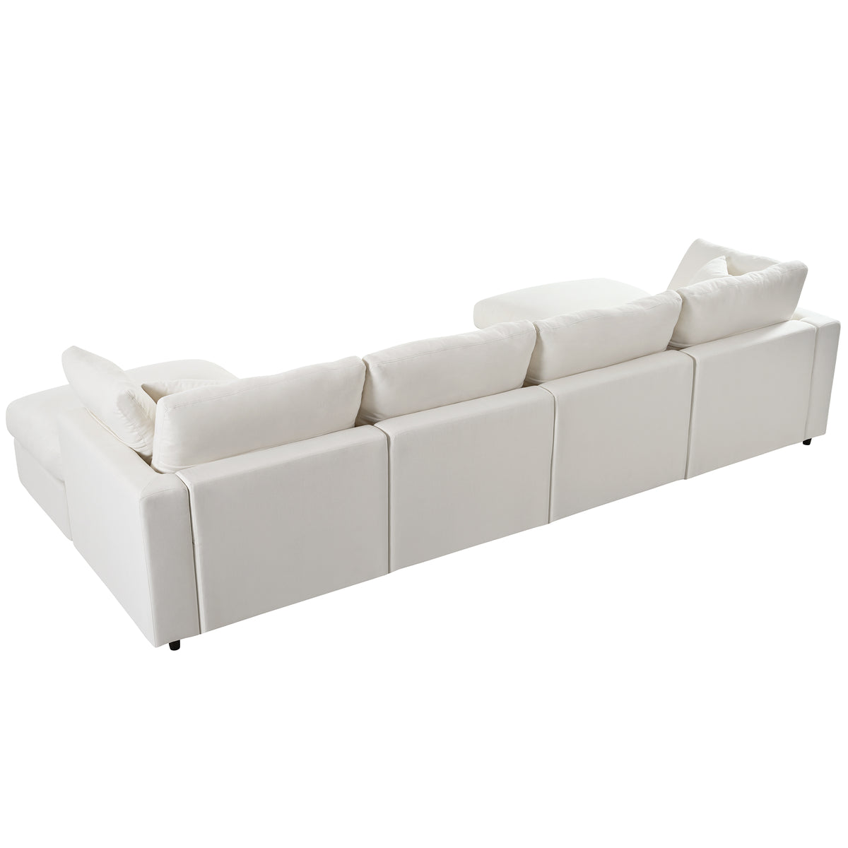 U_STYLE 128" Large U-Shaped Sectional Sofa with 2 Movable Ottomans, Chenille Fabric, Modular Design, Home Theater, Spacious Space