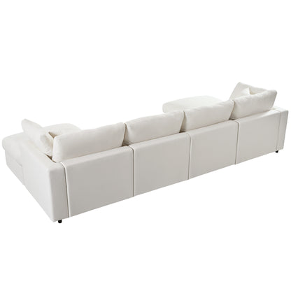 U_STYLE 128" Large U-Shaped Sectional Sofa with 2 Movable Ottomans, Chenille Fabric, Modular Design, Home Theater, Spacious Space