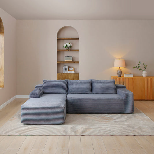 97'' Modular Sectional Sofa, Cloud Sectional Couch with Deep Seat, Modern Modular L-Shape Sofa Couch with Chaise,Upholstered Couches for Living Room Bedroom,No Assembly, Grey