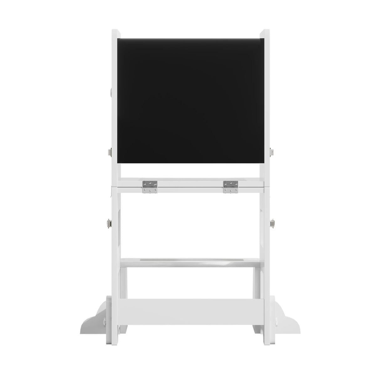 4-in-1 Toddler Kitchen Step Stool,Foldable Learning Standing Tower with Blackboard, Wooden Kitchen Stool Helper for Kids, 1-3 Year Old Boy Girl Gifts(White)