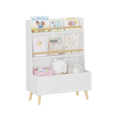 Kids Bookshelf, Book and Magazine Rack, Book Organizer, toy Storage Cabinet Organizer, White
