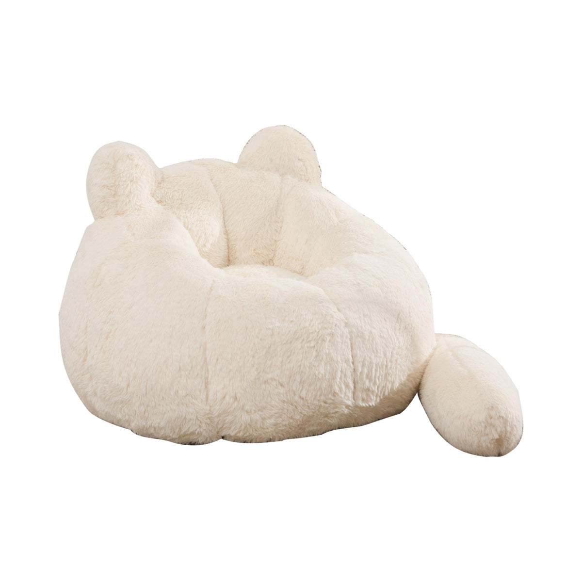 41.7'' W Boneless Single Sofa, Faux Fur Large Bean Bag, Cat Shaped with Tail Pillow Fluffy Beanbag, Comfy Accent Floor Chair for Reading, Gaming Nap Lounge in Living Room Bedroom Dorm Apartment, Beige
