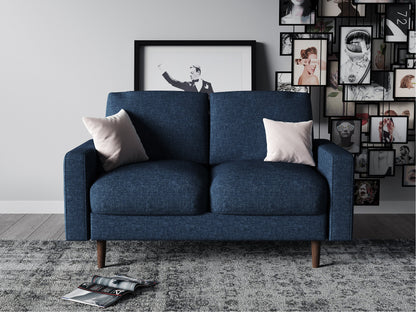 Modern 2‑Seat Loveseat Sofa, Polyester Fabric Couch, Without Accent Pillows, Loose Back Cushion for Small Space Living Room