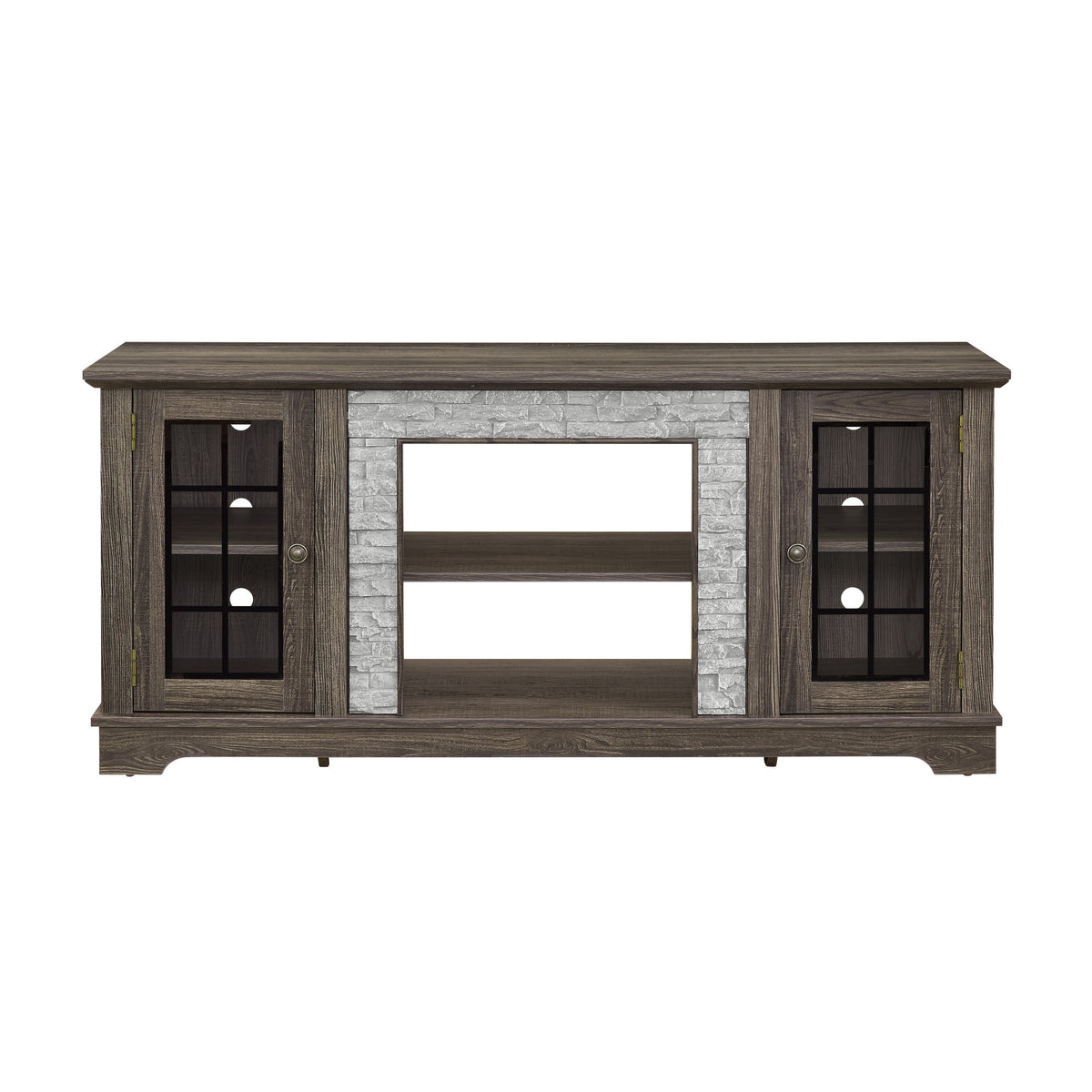 58" Modern TV Stand with 2-Door Storage, Faux Stone Media Console Cabinet, Grey Large Entertainment Center