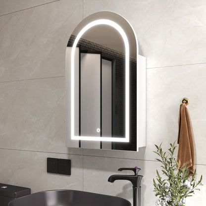 Arched LED Bathroom Cabinet, Wall Mounted Bathroom Mirror Cabinet with Storage, Touch Control Lighted Vanity Mirror Cabinet for Bathroom