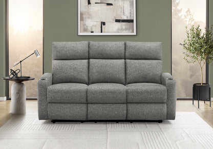 Reclining Sofa, 70" Wide, 3 Seater, Manual Recliner, Dark Grey Fabric, Contemporary