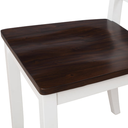 TOPMAX 5-Piece Dining Table Set Home Kitchen Table and Chairs Wood Dining Set, Espresso+White